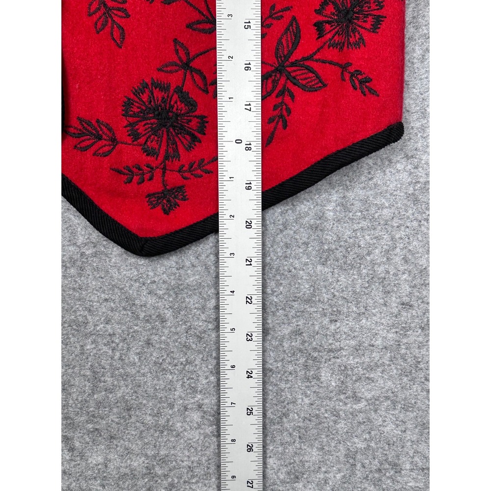TanTrums Red Wool Blend Floral Embroidered Button Front Vest Womens Small - Picture 7 of 8
